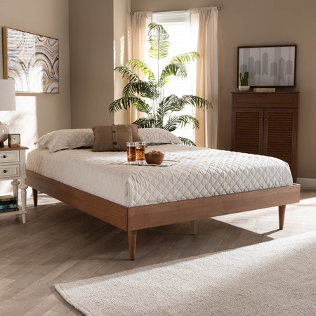 Baxton Studio Rina Mid-Century Ash Walnut Finished Full Size Wood Bed Frame 159-9812